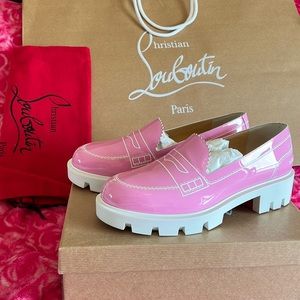 Christian Louboutin Mocalaureat Lug Flat Size 38.5 Patent Confetti
